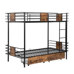 Twin XL Over Twin XL Bunk Bed With 2 Storage Drawers Guardrail Metal Bunk Bed Frame For Kids Teens Bedroom No Box Spring Needed 13 Twin XL Over Twin XL Bunk Bed With 2 Storage Drawers Guardrail Metal Bunk Bed Frame For Kids Teens Bedroom No Box Spring Needed -Garvee GUEST 2761cd00 3adf 4c51 8d18 6393f372154b