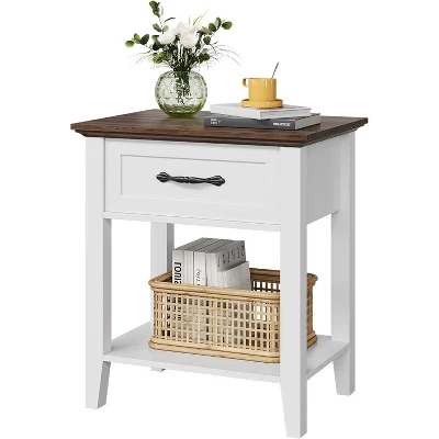Nightstand With Drawer And 2-Tier Storage Shelves, Versatile End Table For Bedroom, Living Room, Dorm, And Small Spaces 9 Nightstand With Drawer And 2-Tier Storage Shelves, Versatile End Table For Bedroom, Living Room, Dorm, And Small Spaces - Image 7