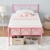 Twin Size Bed Frame With Headboard, Twin Bed Frame For Girls/Boys/Teens, Heavy Duty Metal Slat Support, No Box Spring Needed, Easy Assembly,Pink -Garvee GUEST 295d7b4d ec80 4db0 b48b 9885d446f4ba