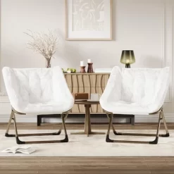 2PCS Comfy Chair For Adults, Foldable Living Room Chairs, Soft Faux Fur Folding Lounge For Bedroom Living Room Dorm Rooms, Flexible Reading Chair -Garvee GUEST 2a5bcba3 e69f 495c bf75 73a90e147ce6