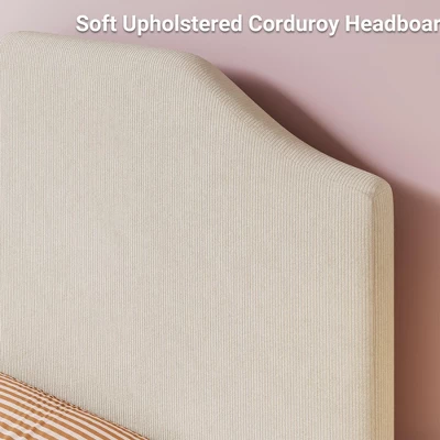 Twin Bed Frame With Adjustable Velvet Headboard, Sturdy Metal & Wood Slat Support, Low-Profile Design For Kids 6 Twin Bed Frame With Adjustable Velvet Headboard, Sturdy Metal & Wood Slat Support, Low-Profile Design For Kids - Image 4