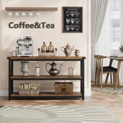 Whizmax Industrial Console Table For Entryway, 47.2" Narrow Entryway Table With Storage, 3 Tier Wood Sofa Table For Living Room, Hallway, ,Entryway -Garvee GUEST 2b8e0f4f 4c96 4e41 a48f b91b8f96569a