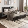 Full Size Bed Frame With PU Faux Leather, Button Headboard With Charging Station, All-Metal Full Platform Bed Frame With Storage, Black -Garvee GUEST 2bb8cbc4 8b0b 4fb2 9ba2 30d384f34a51