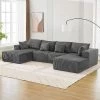 137" Sectional Couch Cloud Modular Modern U-Shaped Sofa With Chaise Lounge, Corduroy Fabric, No Assembly Required