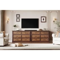 6 Drawer Dresser For Bedroom, Framhouse Large Chest Of Drawers With Metal Handles, Rustic Double Wood Dresser, Storage Dressers Organizer -Garvee GUEST 2c270f5b 8ce2 4f61 baee fa78e2a770f0