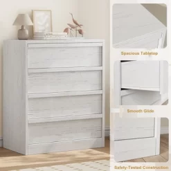 Garvee 4 Drawer Dresser For Bedroom, White Nightstand 4 Chest Of Drawers With Large Storage, Small Bedside Table For Living Room, Nursery, Entryway -Garvee GUEST 2c4998eb 9a6b 4bf3 8e54 68a7c762182a