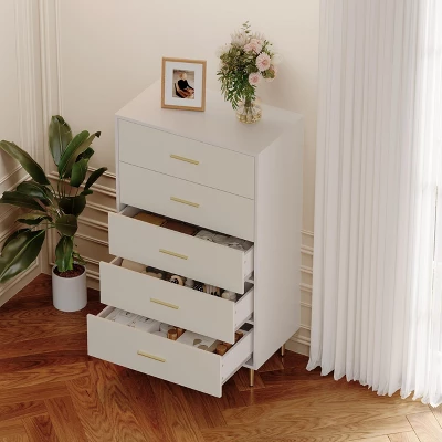 Garvee 5 Drawer Dresser For Bedroom, Modern Tall Dresser Organizer With Storage Drawers, Wooden Chests Of Drawers For Bedroom, Entryway, Hallway,White 3 Garvee 5 Drawer Dresser For Bedroom, Modern Tall Dresser Organizer With Storage Drawers, Wooden Chests Of Drawers For Bedroom, Entryway, Hallway,White
