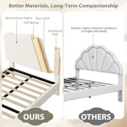 Twin Bed Frame, Twin Size Bed Frame With Cute Upholstered Headboard, Velvet Sturdy Platform Bedframe For Girls And Boys -Garvee GUEST 2cd6c6ee 2a1b 4bd4 b66d a54627699148