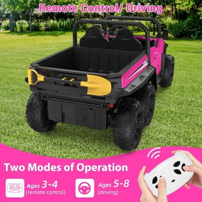 Garvee 24V 4WD 6-Wheel Ride On Dump Truck For Kids, 2-Seater Electric Truck With Remote Control, Motorized Dump Bed, Shovel, LED Lights & Music 4 Garvee 24V 4WD 6-Wheel Ride On Dump Truck For Kids, 2-Seater Electric Truck With Remote Control, Motorized Dump Bed, Shovel, LED Lights & Music - Image 2