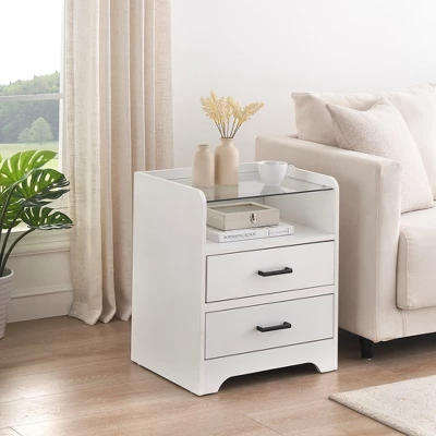 Garvee Bedside Table With 2 Drawers, LED Nightstand Wooden Cabinet Unit With Lights For Bedroom, Living Room, White 9 Garvee Bedside Table With 2 Drawers, LED Nightstand Wooden Cabinet Unit With Lights For Bedroom, Living Room, White - Image 7