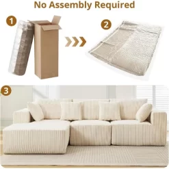 108" Sectional Couch Cloud Modular Modern L-Shaped Sofa With Chaise Lounge, Corduroy Fabric -Garvee GUEST 2d7c07aa 7fed 432a 8dd4 ab0f9cc99307