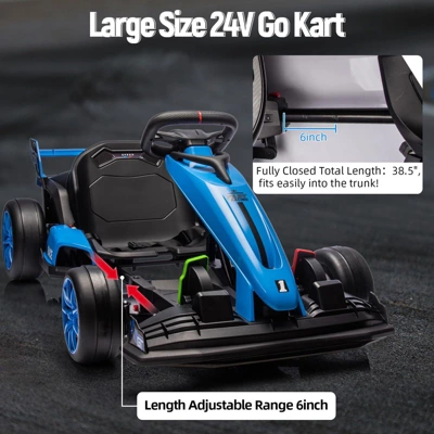 Ride On Go Kart, Kids 24V 7Ah Battery Two 200W Motors, 8MPH Fast Drifting Circling Car, Adjustable Seat Electric Ride Toy, For Kids 5 Ride On Go Kart, Kids 24V 7Ah Battery Two 200W Motors, 8MPH Fast Drifting Circling Car, Adjustable Seat Electric Ride Toy, For Kids - Image 3