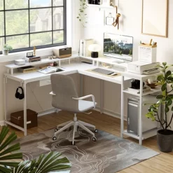 68 Inch Gaming Desk With Power Outlet, Reversible L Shaped Desk With Monitor Stand & Storage Shelves 23 68 Inch Gaming Desk With Power Outlet, Reversible L Shaped Desk With Monitor Stand & Storage Shelves -Garvee GUEST 2db6d024 e078 4da0 befc 66884afc788e