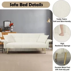 WhizMax Convertible Sofa Bed, Velvet Upholstered Futon Convertible Couch, Folding Sleeper Sofa Bed, Daybed Guest Bed For Living Room Bedroom -Garvee GUEST 2e068061 3764 4044 b582 8d59de353faf