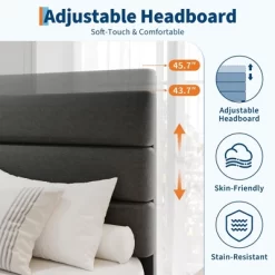 Bed Frame With Adjustable Headboard, Heavy Duty 1000lb Support, No Box Spring Needed, Dark Grey Upholstered Platform Base, Easy Assembly 16 Bed Frame With Adjustable Headboard, Heavy Duty 1000lb Support, No Box Spring Needed, Dark Grey Upholstered Platform Base, Easy Assembly -Garvee GUEST 2e3ba7ae a32d 4445 8e0c 9c4fa7807e10