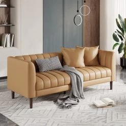 Garvee Faux Leather Sofa Couch, Modern 78" W Sofa With Deep Seats, 3 Seater Sofa Couch With 2 Throw Pillows And Wood Legs, For Living Room 19 Garvee Faux Leather Sofa Couch, Modern 78" W Sofa With Deep Seats, 3 Seater Sofa Couch With 2 Throw Pillows And Wood Legs, For Living Room -Garvee GUEST 2e7c5197 3594 4f6e 8cd1 6b5a5d94f22b