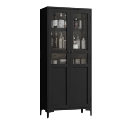 63 Inch Tall Storage Cabinet With Glass Doors, Kitchen Pantry Cabinet 5 Tier Bathroom Cabinet With Doors Adjustable Shelves -Garvee GUEST 2e9031bf 2385 417d b34c cb2f713afea0