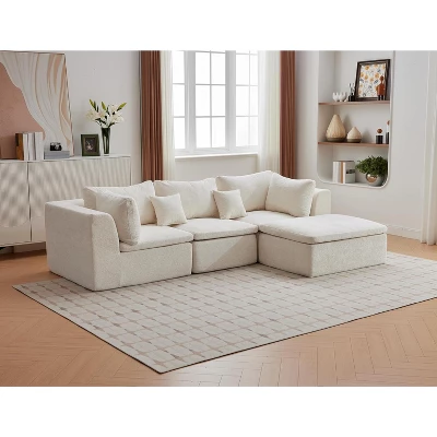 140" Modular Cloud Sectional Sofa With Ottoman - Convertible L/U-Shape Chenille Couch, 5-Seater Deep Memory Foam Couch, No Assembly Required 3 140" Modular Cloud Sectional Sofa With Ottoman - Convertible L/U-Shape Chenille Couch, 5-Seater Deep Memory Foam Couch, No Assembly Required