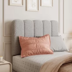 Boucle Upholstered Platform Bed With Wave Headboard For Kids, Easy Assembly, Wooden Slats Support, No Box Spring Needed -Garvee GUEST 30a0da82 0d9b 42fb bb43 a2e7a98089e4