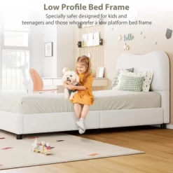 Kids Bed Frame With Upholstered Headboard, Low Profile Sturdy Platform Bed With Soft Boucle Fabric For Girls And Boys, Heavy Duty, Wooden Slats 14 Kids Bed Frame With Upholstered Headboard, Low Profile Sturdy Platform Bed With Soft Boucle Fabric For Girls And Boys, Heavy Duty, Wooden Slats -Garvee GUEST 30dafb85 cc6d 4ba5 8222 aaf66b14f924