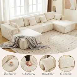 Oversized U-Shaped Cloud Couch, 137" Corduroy Modular Sectional Sofa With Chaise, No Assembly Required, Deep Seat, Compression Foam Sofa 12 Oversized U-Shaped Cloud Couch, 137" Corduroy Modular Sectional Sofa With Chaise, No Assembly Required, Deep Seat, Compression Foam Sofa -Garvee GUEST 3127751f 4783 4080 bbb9 6b7e8f930b30