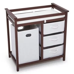 Wooden Baby Changing Table Solid Wood Diaper Changing Station Changing Table With Laundry Basket And Drawer -Garvee GUEST 31dc516d 2bc5 42d3 b5ad 257976bcaeb7