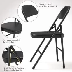Folding Chairs 4 Pack, Sturdy Metal Frame Supports Up To 350 Lbs Portable Folding Chairs Ideal For Dining, Living, Office, And Outdoor Events -Garvee GUEST 321c6ab9 dd70 493b 9fde 1d97943cb533