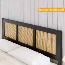 Whizmax King/Queen/Full Size Rattan Bed Frame With Headboard, Boho Cane Platform Bed Frame With Strong Metal Slat, Noise Free, No Box Spring Needed 10 Whizmax King/Queen/Full Size Rattan Bed Frame With Headboard, Boho Cane Platform Bed Frame With Strong Metal Slat, Noise Free, No Box Spring Needed -Garvee GUEST 32317769 ea68 415f 9403 03b95061b1e7
