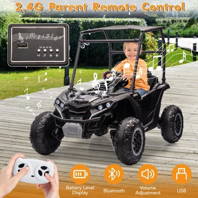 Garvee 24V 2-Seater Ride On UTV For Kids With Remote Control, LED Lights, Bluetooth, Sun Shade, Off-Road Wheels, Ride On Car For Boys Girls 4 Garvee 24V 2-Seater Ride On UTV For Kids With Remote Control, LED Lights, Bluetooth, Sun Shade, Off-Road Wheels, Ride On Car For Boys Girls - Image 2