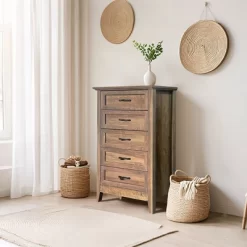 Garvee 5 Drawer Dresser, Farmhouse Tall Dresser For Closet, Rustic Chest Of Drawer With Wide Metal Handles, Wood Dressers Organizer For Bedroom -Garvee GUEST 32840399 4b91 4c8d a2d1 200e7bdc7f18