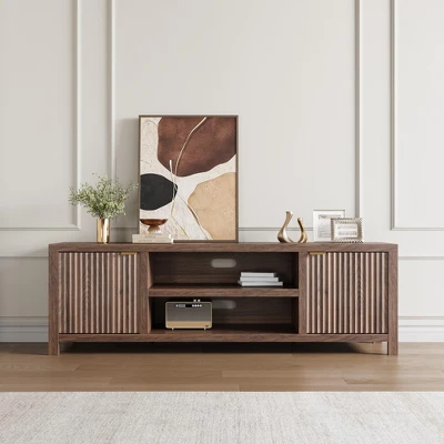 Garvee 70" TV Stand Entertainment Center With Storage, Fluted Door And Gold Handle, Wooden Media Console Cabinet For Living Room, Bedroom 3 Garvee 70" TV Stand Entertainment Center With Storage, Fluted Door And Gold Handle, Wooden Media Console Cabinet For Living Room, Bedroom