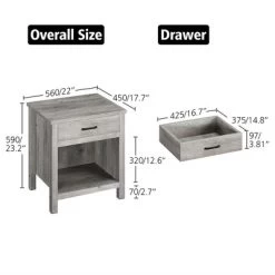 Garvee Farmhouse Gray Nightstand With Drawer And Storage Shelf For Bedroom Living Room -Garvee GUEST 33a06001 6b98 4d27 8a82 2fbf1f4f2f01