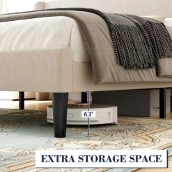 Full/Queen/King Upholstered Bed Frame With Wingback Headboard, Velvet Upholstery Platform Bed, Wooden Slat Support, Box Spring Optional -Garvee GUEST 347d92b1 544f 4a2f 8dbb 1294f1b4178e