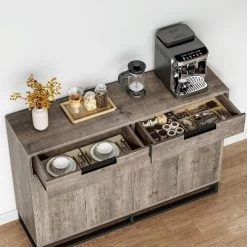 Sideboard Buffet Cabinet, 55" Kitchen Accent Modern Storage Cabinet With 2 Drawers And 4 Doors, Coffee Bar Buffet Table For Kitchen, Dining Room -Garvee GUEST 34cd2e47 981b 4d5a 9567 f9accd6603dd