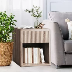 Night Stand Set Of 2, Fluted Nightstand,Modern Farmhouse Nightstand, End Table With Drawer Storage Mid Century Wood Night Stands For Sofa Office -Garvee GUEST 35d8a263 4cfa 429c 9bf5 06e4e8a5df6e