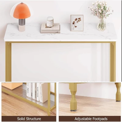 Narrow Console Table With Engineered Wood Shelf And Metal Frame, Small Entryway Sofa Table For Living Room, Foyer, Bedroom, Behind Couch 4 Narrow Console Table With Engineered Wood Shelf And Metal Frame, Small Entryway Sofa Table For Living Room, Foyer, Bedroom, Behind Couch - Image 2