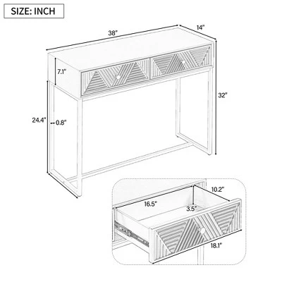 38" Console Table With 2 Drawers, Wooden Entryway Table, Narrow Long Sofa Couch Table, Hallway Foyer Table For Living Room Entryway 4 38" Console Table With 2 Drawers, Wooden Entryway Table, Narrow Long Sofa Couch Table, Hallway Foyer Table For Living Room Entryway - Image 2