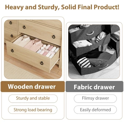 7 Dresser For Bedroom, 54" Wide Drawer Dresser With Storage Freestanding, Wooden Closet Storage Chest 7 7 Dresser For Bedroom, 54" Wide Drawer Dresser With Storage Freestanding, Wooden Closet Storage Chest - Image 5