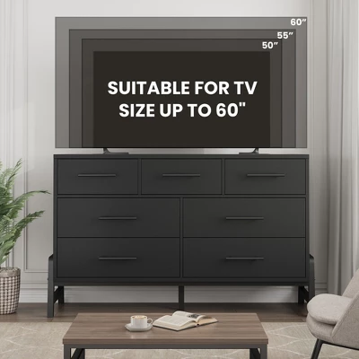 Garvee 7 Dresser For Bedroom, Freestanding 52" Wide Drawer Dresser With Storage, Wooden Closet Storage Chest For Living Room, Bedroom 10 Garvee 7 Dresser For Bedroom, Freestanding 52" Wide Drawer Dresser With Storage, Wooden Closet Storage Chest For Living Room, Bedroom - Image 8