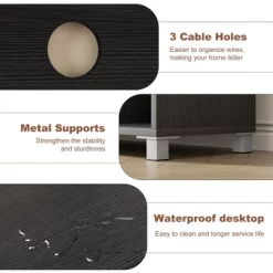 Modern TV Stand For 65 Inch, Black Entertainment Center With Storage Shelves & Glass Doors – Wooden Media Console Cabinet For Living Room -Garvee GUEST 383f5a97 0ff8 4a34 8cb1 95211e74aae1