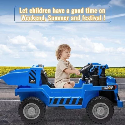 12V Electric Ride-On Construction Truck - 4-Wheeler Toy Car With Remote Control, Dump Bed, Shovel & Music Player 8 12V Electric Ride-On Construction Truck - 4-Wheeler Toy Car With Remote Control, Dump Bed, Shovel & Music Player - Image 6