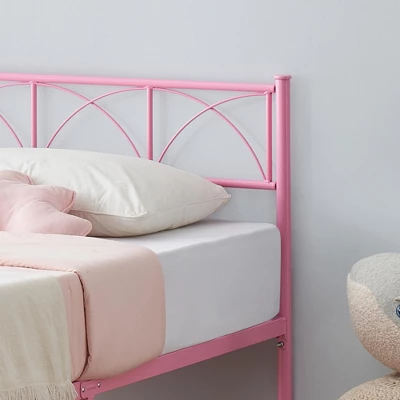 Twin Size Bed Frame With Headboard, Twin Bed Frame For Girls/Boys/Teens, Heavy Duty Metal Slat Support, No Box Spring Needed, Easy Assembly,Pink 7 Twin Size Bed Frame With Headboard, Twin Bed Frame For Girls/Boys/Teens, Heavy Duty Metal Slat Support, No Box Spring Needed, Easy Assembly,Pink - Image 5