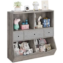 Garvee Toy Storage Organizer With Bookcase, 3-Tier Floor Standing Kids Cabinet Chest With 4 Cubbie -Garvee GUEST 38c33b27 64c6 4b66 b29b cc0a451de783