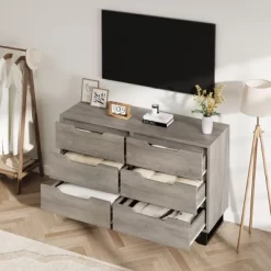 Garvee 6 Dresser For Bedroom, 47.2" Wide Dresser, Freestanding Vertical Drawer Cabinet With Storage, Wooden Closet Storage Chest For Bedroom -Garvee GUEST 39424561 fc99 4eec bd9a 0c4d68b7ed60