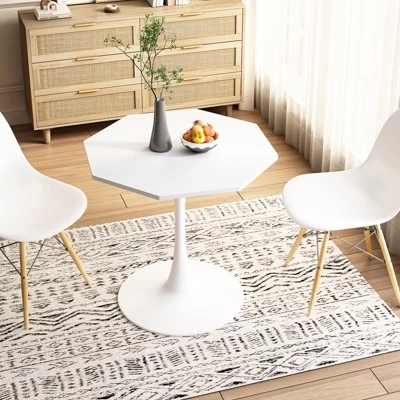 31.5 Inch Modern Coffee Table, With MDF Top And Metal Base, Octagonal Tulips Table Small Dining Table For Dining Room Kitchen Living Room 4 31.5 Inch Modern Coffee Table, With MDF Top And Metal Base, Octagonal Tulips Table Small Dining Table For Dining Room Kitchen Living Room - Image 2