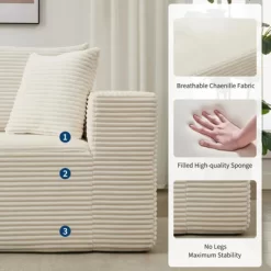 Sectional Sofa - L Shaped Boneless Cloud Couch With 67.5" Chaise, Reversible L/R Facing, No Assembly Required, Corduroy Fabric -Garvee GUEST 3a676e47 74a5 40ec 82fd 4adf24f43fae