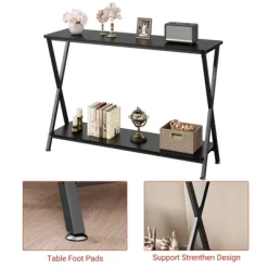 Console Sofa Tables, Narrow Entrance Sofa Table With Shelves, 2-Tier Industrial Entryway Table For Living Room, Foyer, Hallway, Behind Couch, Office -Garvee GUEST 3ba6f0eb b8cb 48a9 b077 4e2422032618