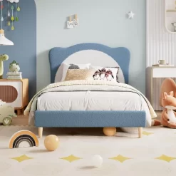 Twin/Full Size Princess Bed Frame For Kids - Adjustable Scallop Headboard, Velvet Upholstered, No Box Spring Needed 13 Twin/Full Size Princess Bed Frame For Kids - Adjustable Scallop Headboard, Velvet Upholstered, No Box Spring Needed -Garvee GUEST 3bab9cef 3be4 48dd 8c10 b24d082ec339