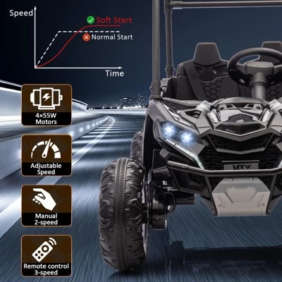 Garvee 24V 2-Seater Ride On UTV For Kids With Remote Control, LED Lights, Bluetooth, Sun Shade, Off-Road Wheels, Ride On Car For Boys Girls 7 Garvee 24V 2-Seater Ride On UTV For Kids With Remote Control, LED Lights, Bluetooth, Sun Shade, Off-Road Wheels, Ride On Car For Boys Girls - Image 5