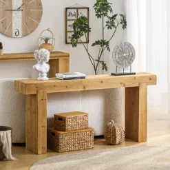 63" Entryway Console Table, Wooden Narrow Behind Couch Table, Rectangular Narrow Long Sofa Table, Sofa Foyer Table For Entryway Hallway Living Room